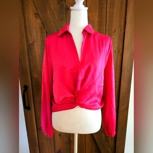 PLEIONE HOT PINK SILK BLOUSE